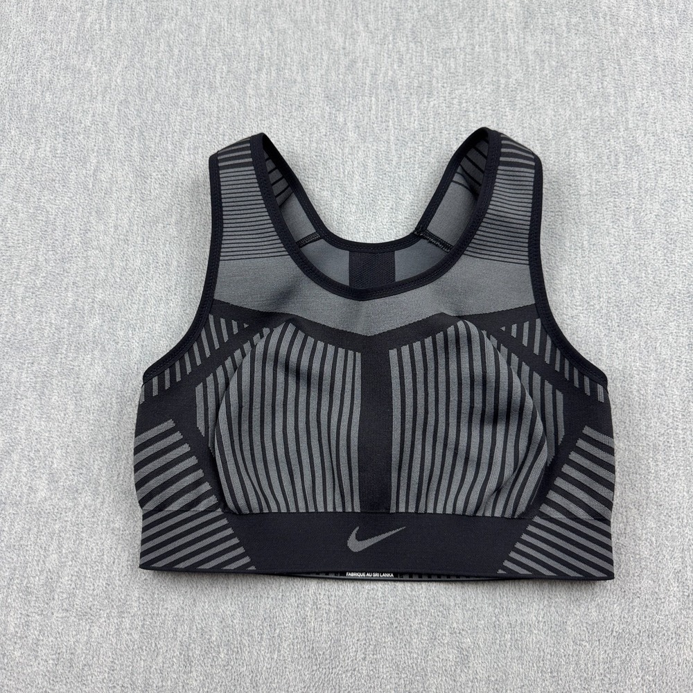 Nike Sports Bra Women Medium Black Fenom Flyknit High Support Active Gym AJ4047